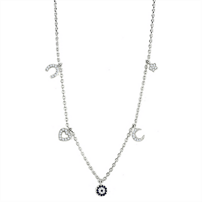 Picture of 3W439 - Brass Necklace Rhodium Women AAA Grade CZ Montana