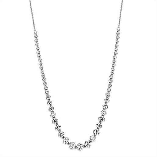 Picture of 3W440 - Brass Necklace Rhodium Women AAA Grade CZ Clear