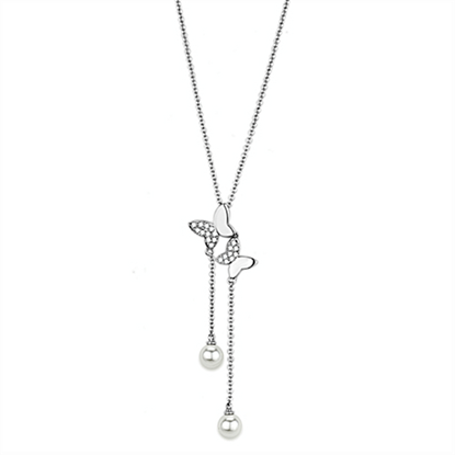 Picture of 3W442 - Brass Necklace Rhodium Women Synthetic White