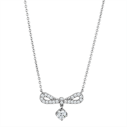 Picture of 3W452 - Brass Necklace Rhodium Women AAA Grade CZ Clear