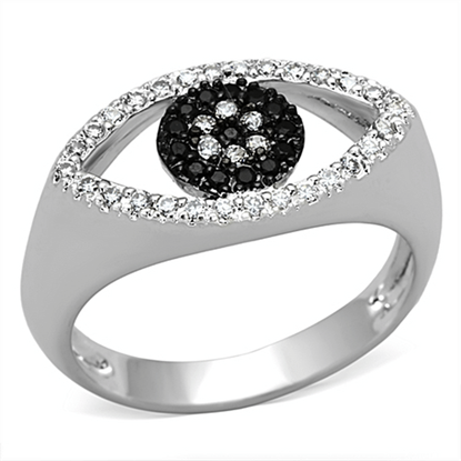 Picture of 3W470 - Brass Ring Rhodium + Ruthenium Women AAA Grade CZ Black Diamond