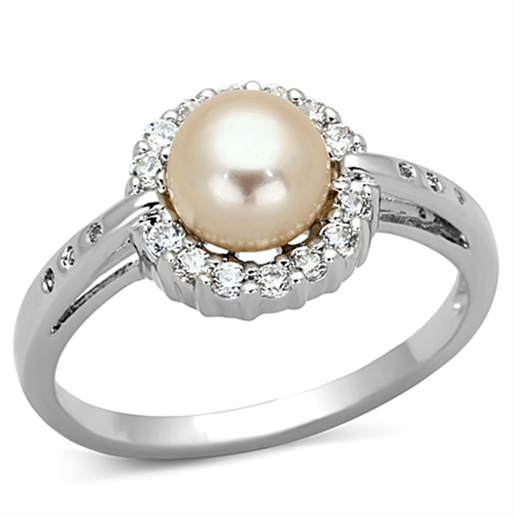 Picture of 3W487 - Brass Ring Rhodium Women Synthetic White