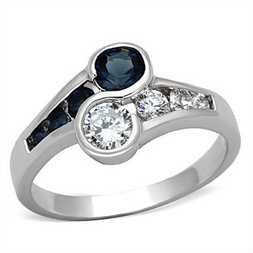 Picture of 3W494 - Brass Ring Rhodium Women Synthetic Sapphire