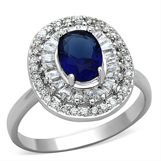 Picture of 3W495 - Brass Ring Rhodium Women Synthetic Sapphire