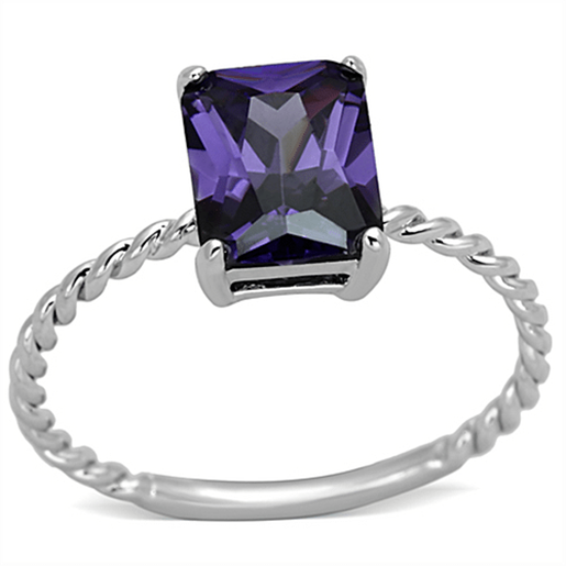 Picture of 3W498 - Brass Ring Rhodium Women AAA Grade CZ Amethyst