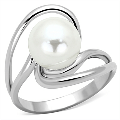 Picture of 3W512 - Brass Ring Rhodium Women Synthetic White