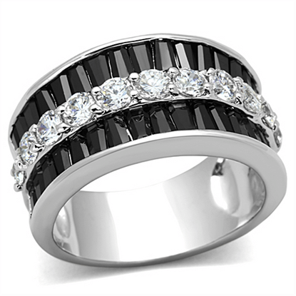 Picture of 3W513 - Brass Ring Rhodium Women AAA Grade CZ Black Diamond