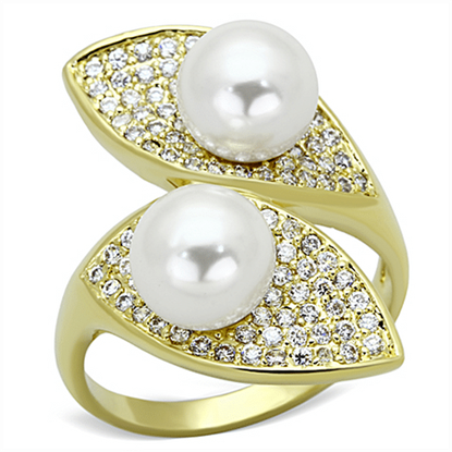 Picture of 3W522 - Brass Ring Gold Women Synthetic White