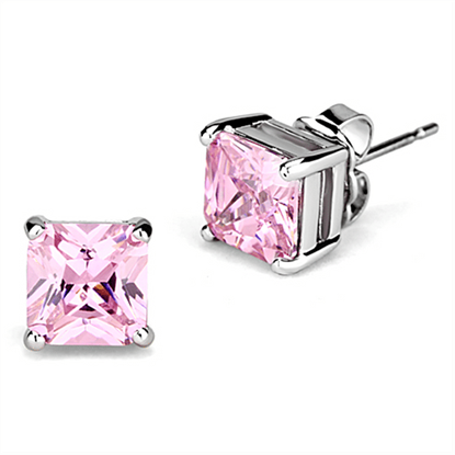 Picture of 3W531 - Brass Earrings Rhodium Women AAA Grade CZ Rose