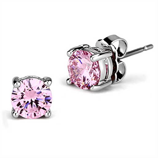 Picture of 3W552 - Brass Earrings Rhodium Women AAA Grade CZ Rose