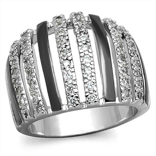 Picture of 3W567 - Brass Ring Rhodium + Ruthenium Women AAA Grade CZ Clear