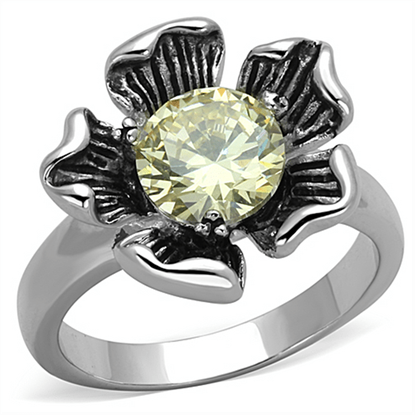 Picture of 3W585 - Brass Ring Rhodium Women AAA Grade CZ Citrine Yellow