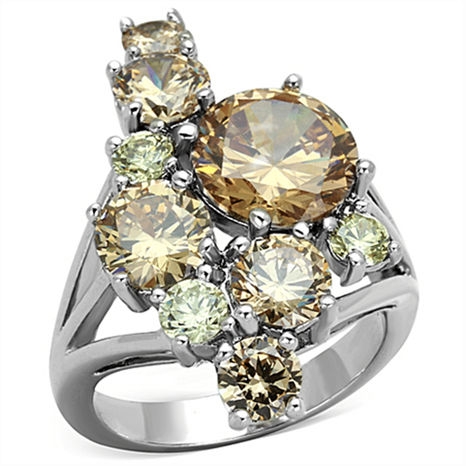 Picture of 3W600 - Brass Ring Rhodium Women AAA Grade CZ Multi Color