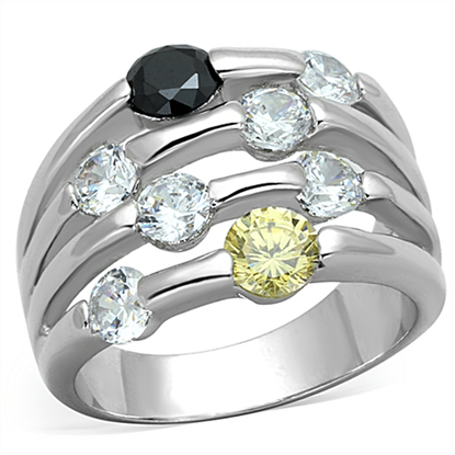 Picture of 3W605 - Brass Ring Rhodium Women AAA Grade CZ Multi Color