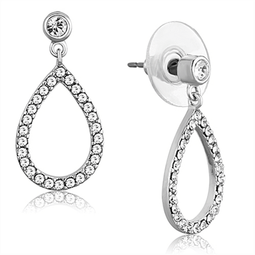 Picture of 3W617 - Brass Earrings Rhodium Women Top Grade Crystal Clear