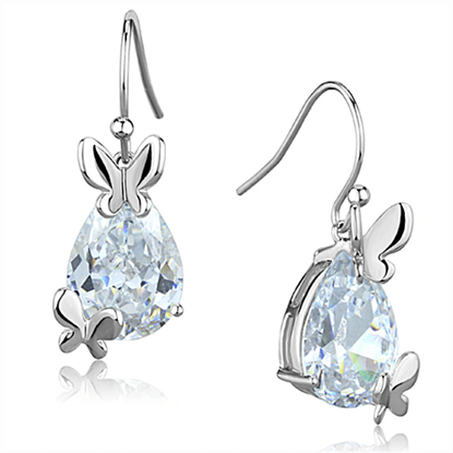 Picture of 3W622 - Brass Earrings Rhodium Women AAA Grade CZ Clear