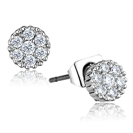 Picture of 3W623 - Brass Earrings Rhodium Women AAA Grade CZ Clear