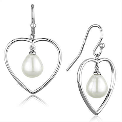 Picture of 3W630 - Brass Earrings Rhodium Women Semi-Precious White