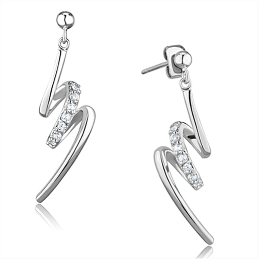 Picture of 3W632 - Brass Earrings Rhodium Women AAA Grade CZ Clear