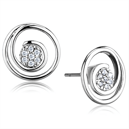 Picture of 3W638 - Brass Earrings Rhodium Women AAA Grade CZ Clear