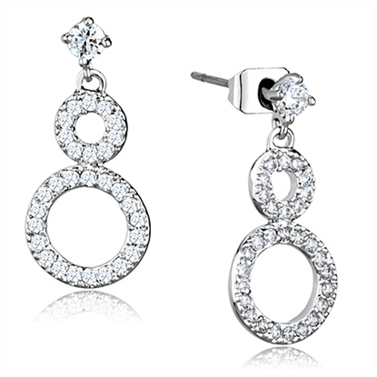 Picture of 3W639 - Brass Earrings Rhodium Women AAA Grade CZ Clear