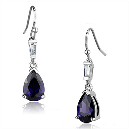 Picture of 3W648 - Brass Earrings Rhodium Women AAA Grade CZ Amethyst