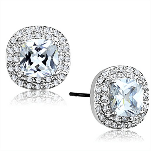 Picture of 3W651 - Brass Earrings Rhodium Women AAA Grade CZ Clear