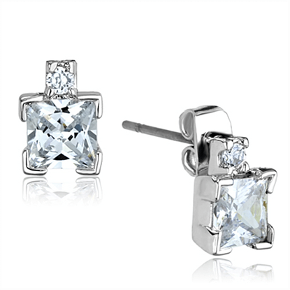 Picture of 3W654 - Brass Earrings Rhodium Women AAA Grade CZ Clear