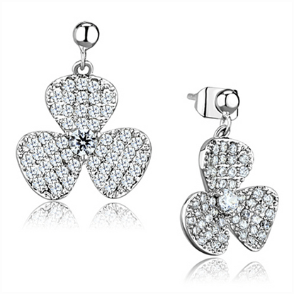 Picture of 3W662 - Brass Earrings Rhodium Women AAA Grade CZ Clear