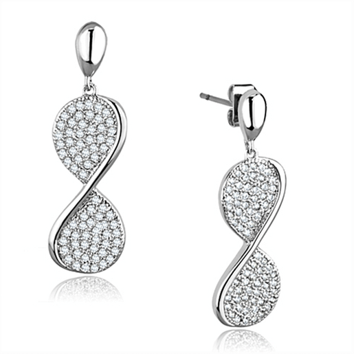 Picture of 3W663 - Brass Earrings Rhodium Women AAA Grade CZ Clear