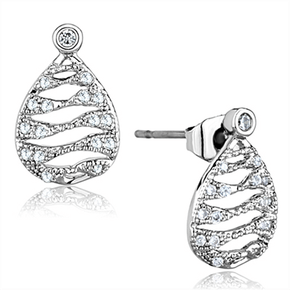 Picture of 3W664 - Brass Earrings Rhodium Women AAA Grade CZ Clear