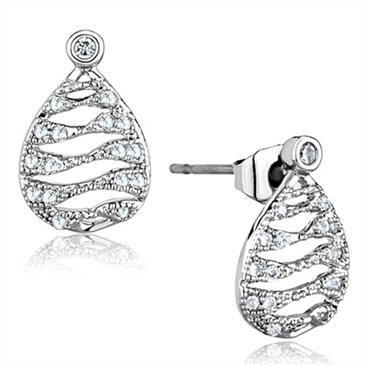 Picture of 3W664 - Brass Earrings Rhodium Women AAA Grade CZ Clear