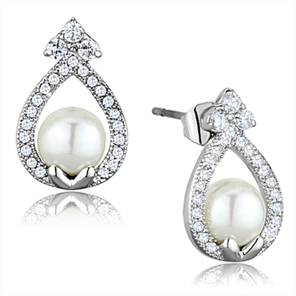 Picture of 3W665 - Brass Earrings Rhodium Women Synthetic White