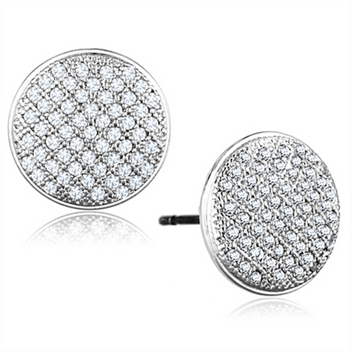 Picture of 3W666 - Brass Earrings Rhodium Women AAA Grade CZ Clear