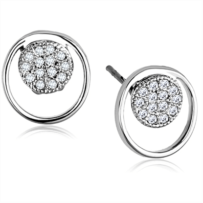 Picture of 3W669 - Brass Earrings Rhodium Women AAA Grade CZ Clear