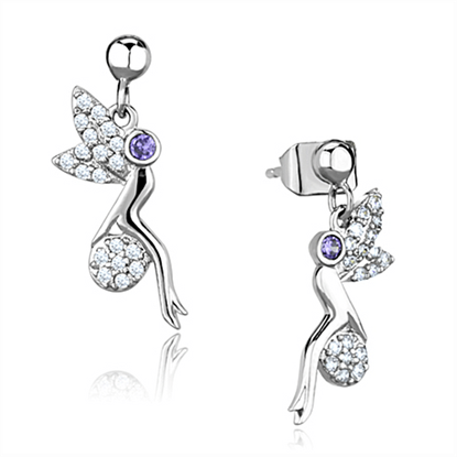 Picture of 3W670 - Brass Earrings Rhodium Women AAA Grade CZ Amethyst