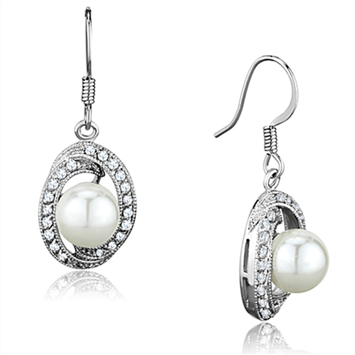 Picture of 3W673 - Brass Earrings Rhodium Women Synthetic White