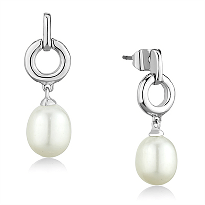 Picture of 3W684 - Brass Earrings Rhodium Women Synthetic White