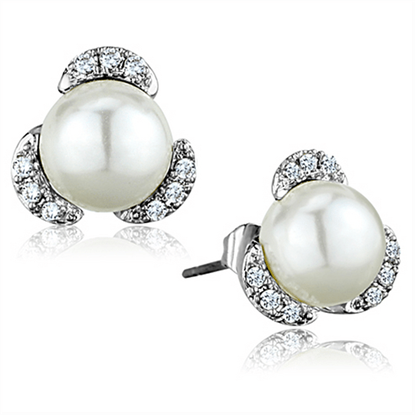 Picture of 3W686 - Brass Earrings Rhodium Women Synthetic White