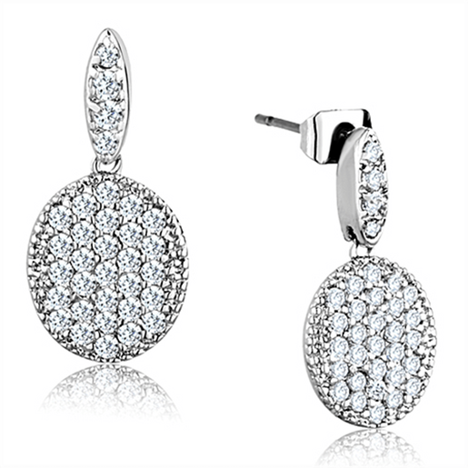 Picture of 3W692 - Brass Earrings Rhodium Women AAA Grade CZ Clear