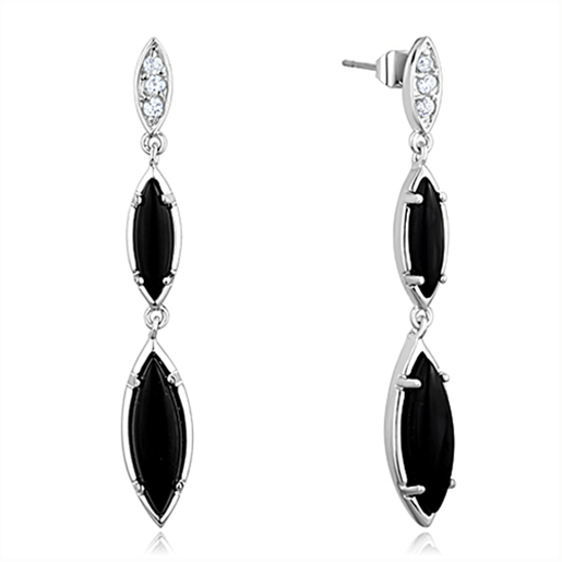 Picture of 3W702 - Brass Earrings Rhodium Women Synthetic Jet