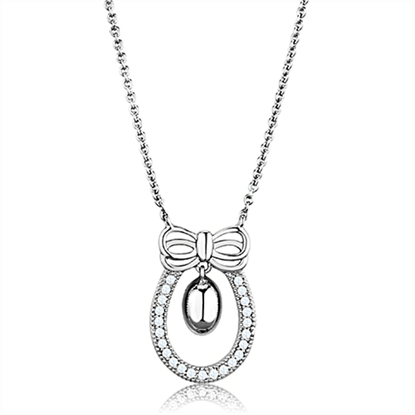 Picture of 3W718 - Brass Necklace Rhodium Women AAA Grade CZ Clear