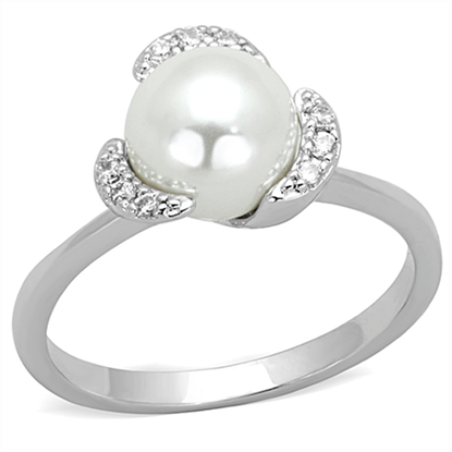 Picture of 3W721 - Brass Ring Rhodium Women Synthetic White