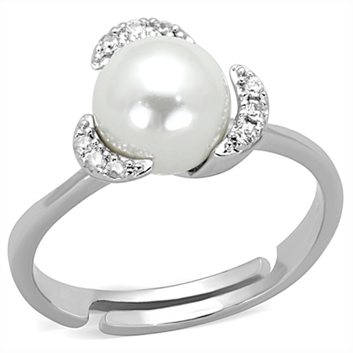 Picture of 3W722 - Brass Ring Rhodium Women Synthetic White