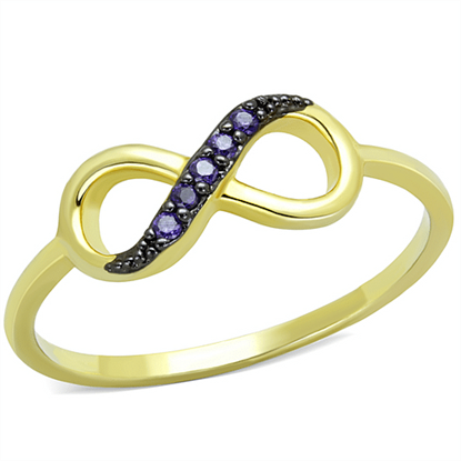 Picture of 3W727 - Brass Ring Gold+Ruthenium Women AAA Grade CZ Tanzanite