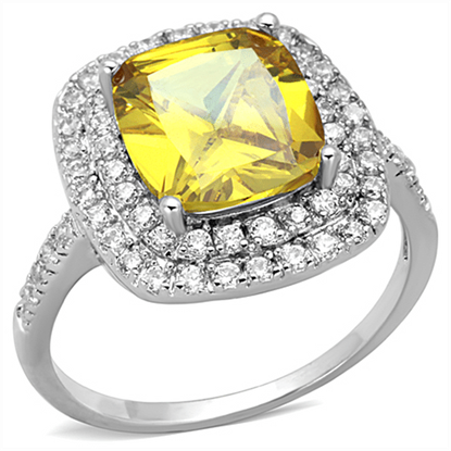 Picture of 3W760 - Brass Ring Rhodium Women AAA Grade CZ Topaz