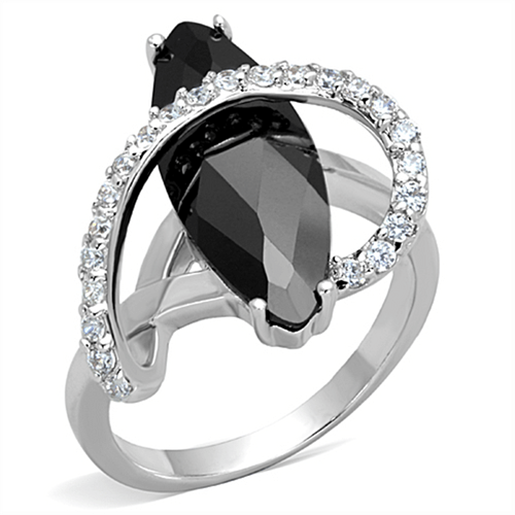 Picture of 3W800 - Brass Ring Rhodium Women AAA Grade CZ Jet