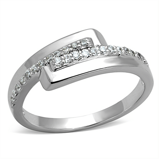 Picture of 3W835 - Brass Ring Rhodium Women AAA Grade CZ Clear