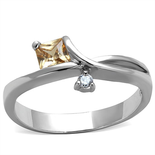 Picture of 3W852 - Brass Ring Rhodium Women AAA Grade CZ Champagne