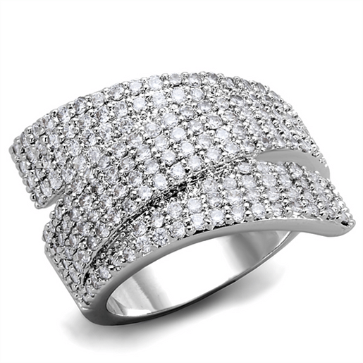 Picture of 3W883 - Brass Ring Rhodium Women AAA Grade CZ Clear